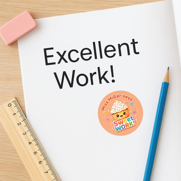 Personalised Bright Reward Stickers for Teachers | Colourful Classroom Praise Labels