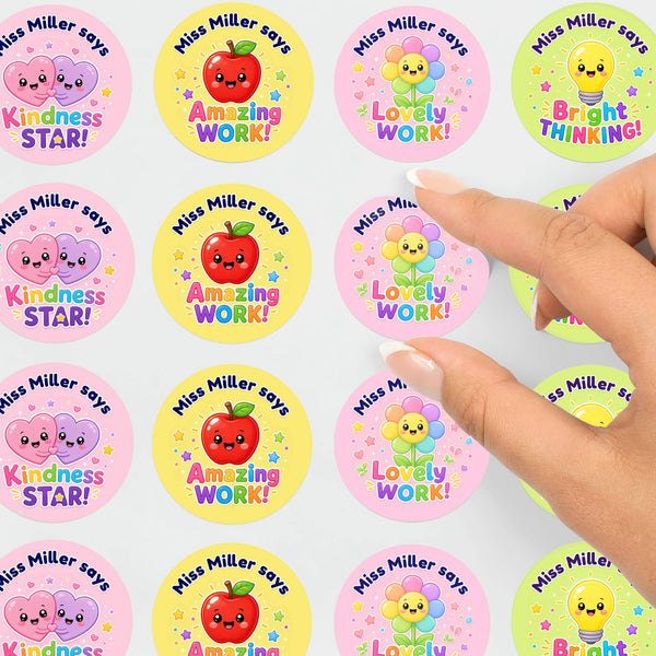 Personalised Bright Classroom Reward Stickers for Teachers | Colourful Praise Labels