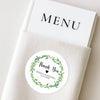 Personalised Thank You Wedding Stickers – Green Leaf Wreath Design