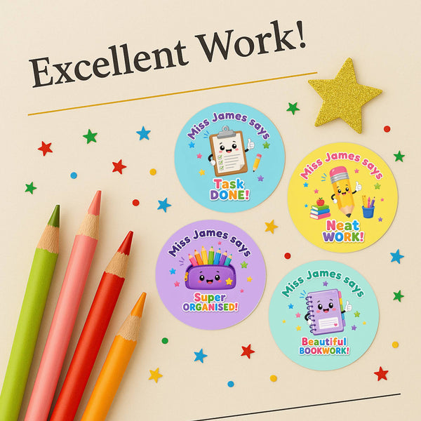 Personalised Stationery Reward Stickers for Teachers | Classroom Praise Labels