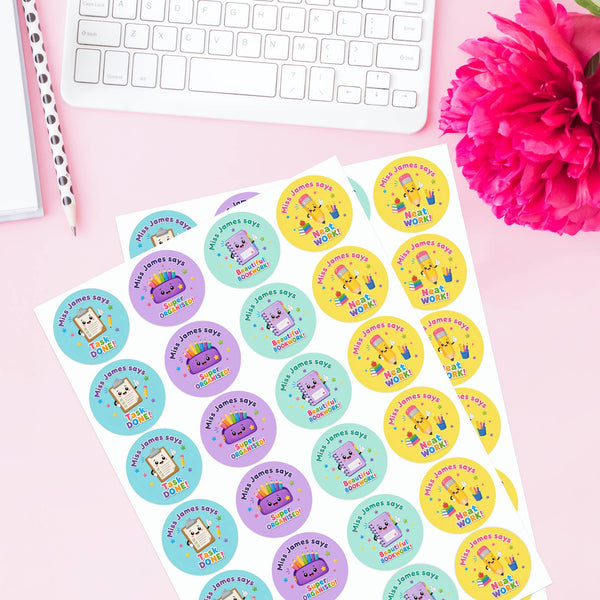 Personalised Stationery Reward Stickers for Teachers | Classroom Praise Labels