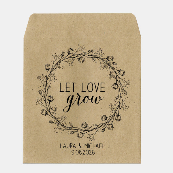 Personalised Wedding Seed Packet Favours | Kraft Press & Seal Envelopes | Names & Date | 70% Recycled (Copy) - Sticksy Prints Australia