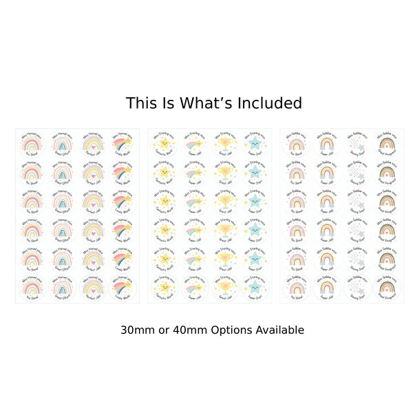 3 Pack Personalised Rainbow Teacher Reward Stickers – Classroom Marking Starter Bundle (30mm/40mm) - Sticksy Prints Australia