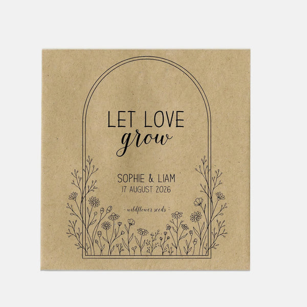Personalised Wedding Seed Packets Favours | Kraft Press & Seal Envelopes | Names & Date | 70% Recycled - Sticksy Prints Australia