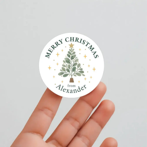 Eucalyptus Christmas Tree Stickers Custom Name Labels - Sticksy Prints Australia