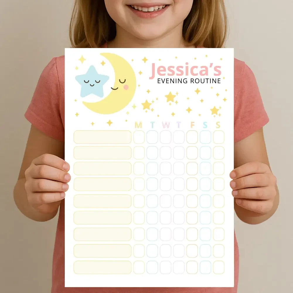Evening Routine Printable Editable Evening Routine Chart – Editable Name & Title (A4 A3