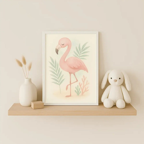Flamingo Nursery Wall Art Print | Tropical Animal Watercolour | Digital Download