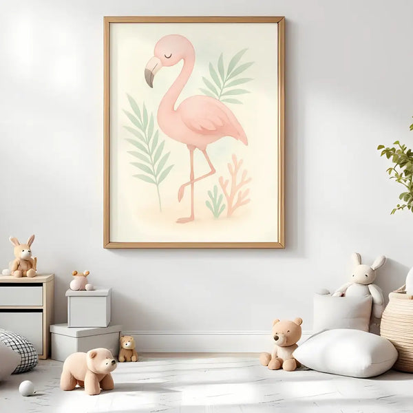 Flamingo Nursery Wall Art Print | Tropical Animal Watercolour | Digital Download