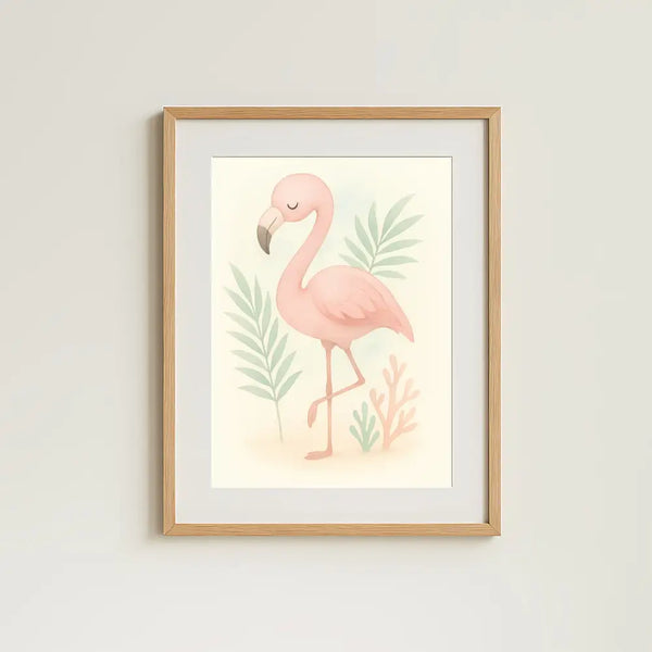 Flamingo Nursery Wall Art Print | Tropical Animal Watercolour | Digital Download