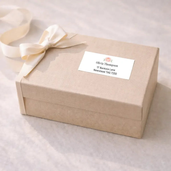 Floral Peony Personalised Address Labels 70 × 25 mm | Blush Wedding Return Address Stickers - Sticksy Prints Australia