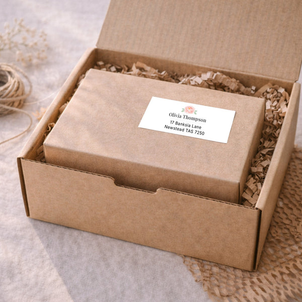 Floral Peony Personalised Address Labels 75 × 25 mm | Blush Wedding Return Address Stickers