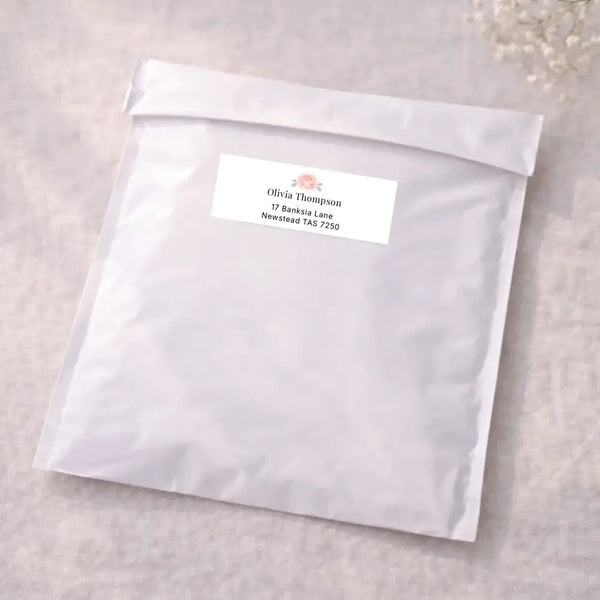 Floral Peony Personalised Address Labels 70 × 25 mm | Blush Wedding Return Address Stickers - Sticksy Prints Australia