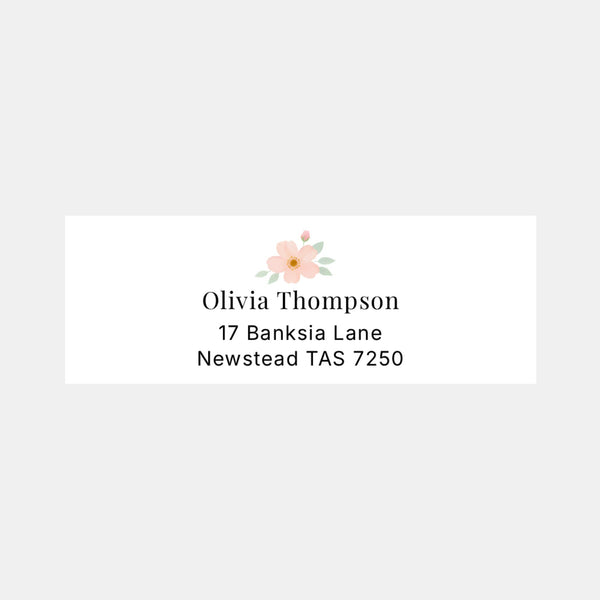 Floral Personalised Address Labels 75 × 25 mm | Blush Flower Return Address Stickers | 33 per Sheet