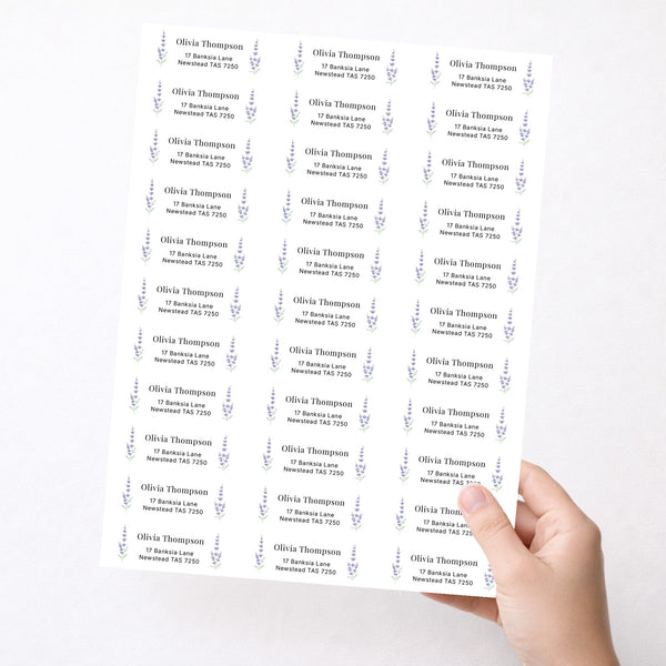 Floral Personalised Address Labels 75 × 25 mm | Lavender Return Address Stickers | 33 per Sheet
