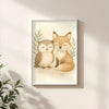 Fox and Owl Nursery Wall Art Print | Woodland Animal Watercolour | Digital Download