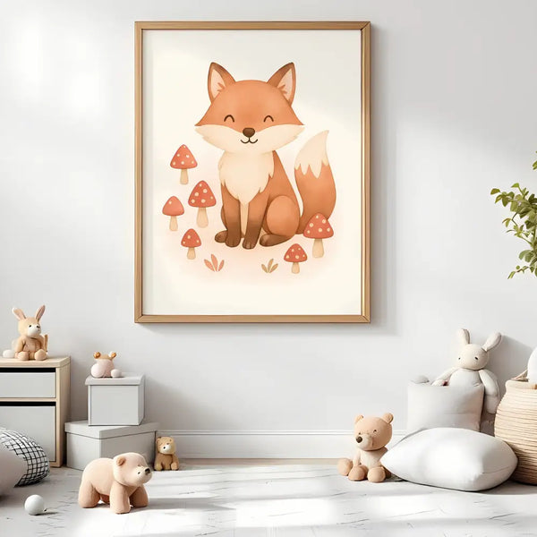 Fox Nursery Wall Art Print – Woodland Animal Watercolour (Digital Download)