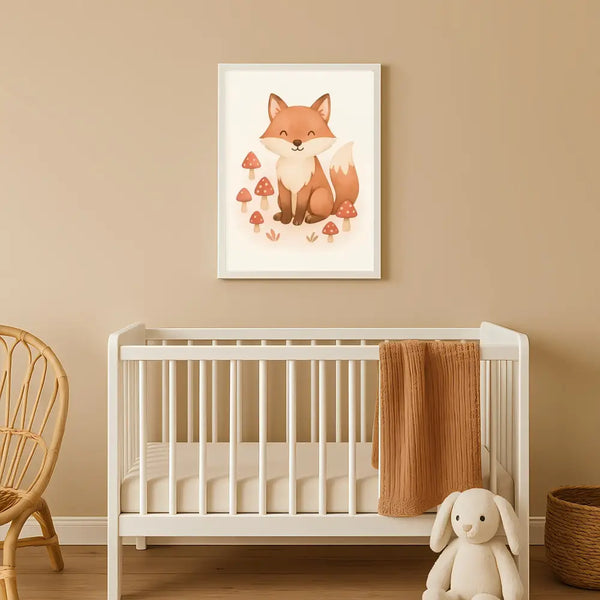 Fox Nursery Wall Art Print – Woodland Animal Watercolour (Digital Download)