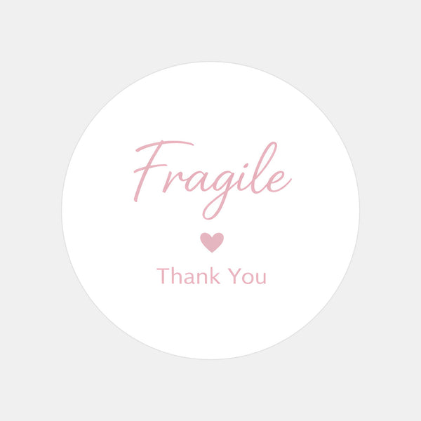 Fragile Thank You Stickers | Soft Pink Fragile Packaging Labels for Small Business Australia