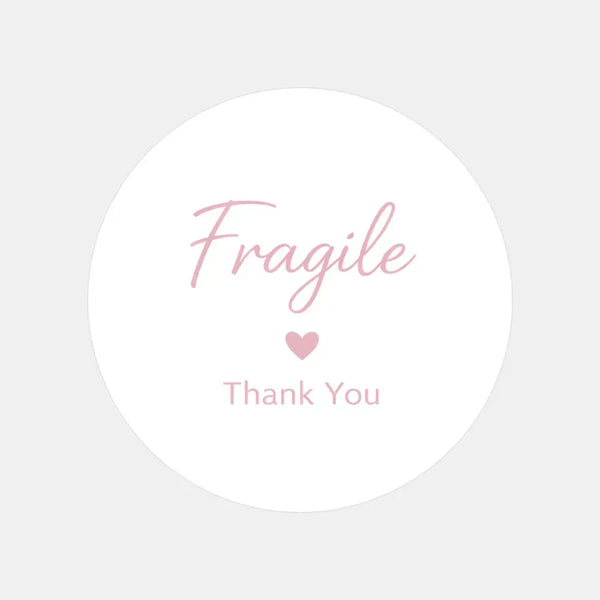 Fragile Thank You Stickers | Soft Pink Fragile Packaging Labels for Small Business Australia - Sticksy Prints Australia