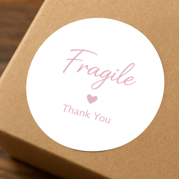 Fragile Thank You Stickers | Soft Pink Fragile Packaging Labels for Small Business Australia