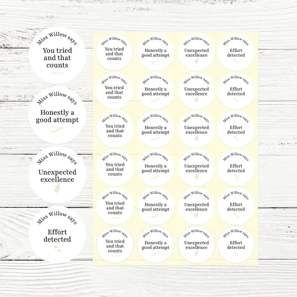 Funny Teen Behaviour Reward Stickers – Personalised Minimalist Teacher Stickers for Classroom Motivation - Sticksy Prints Australia