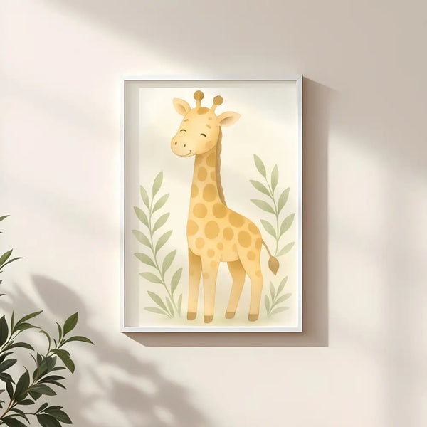Giraffe Nursery Wall Art Print | Safari Animal Watercolour | Digital Download
