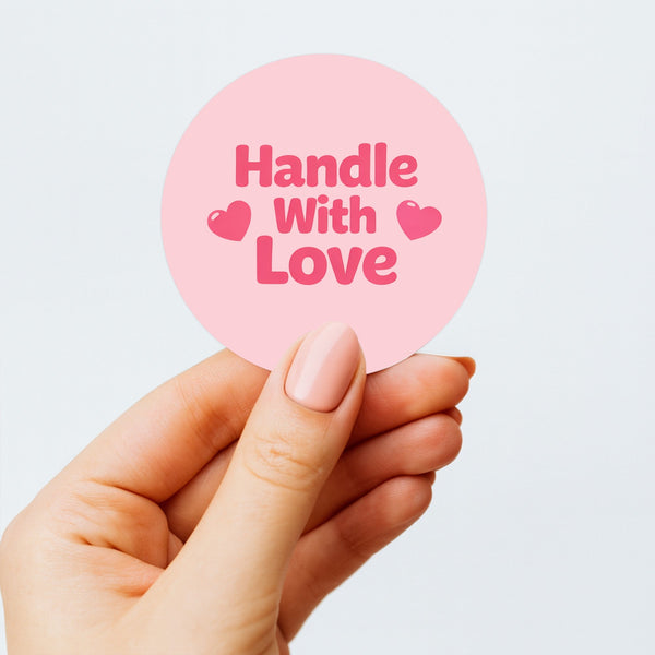 Handle With Love Stickers | Cute Fragile Parcel Labels for Small Businesses
