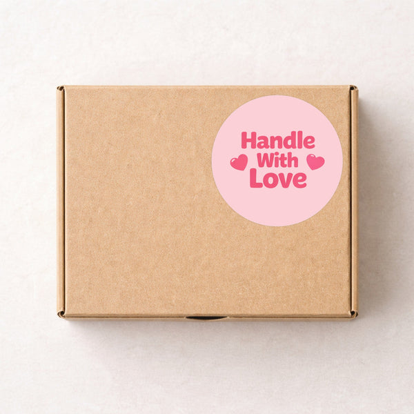 Handle With Love Stickers | Cute Fragile Parcel Labels for Small Businesses