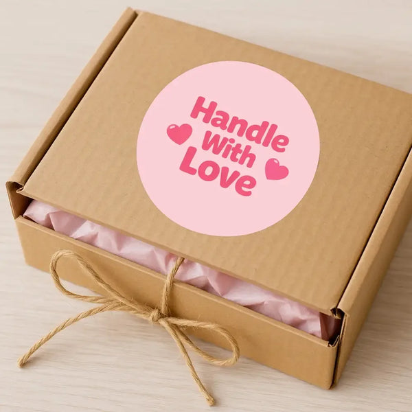 Handle With Love Stickers | Cute Fragile Parcel Labels for Small Businesses - Sticksy Prints Australia
