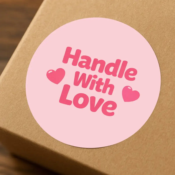 Handle With Love Stickers | Cute Fragile Parcel Labels for Small Businesses - Sticksy Prints Australia