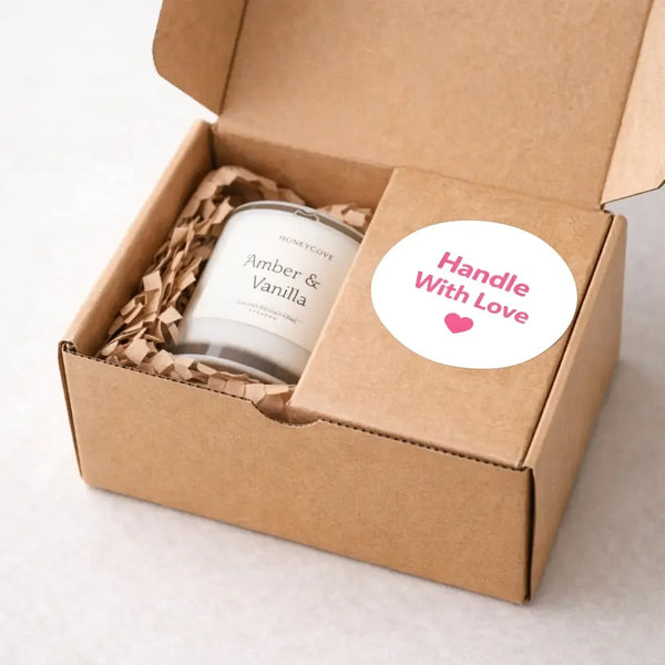 Handle With Love Stickers | Pink Thank You Packaging Labels for Small Business - Sticksy Prints Australia
