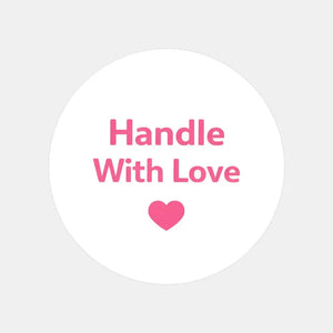 Handle With Love Stickers | Pink Thank You Packaging Labels for Small Business