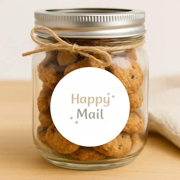 Happy Mail Stickers | Neutral Packaging Stickers for Small Business | Mail Order Stickers Australia - Sticksy Prints Australia