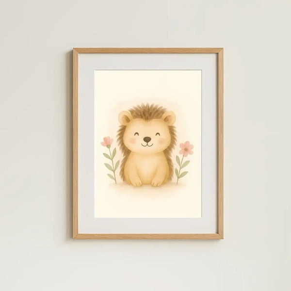 Hedgehog Nursery Wall Art Print | Woodland Animal Watercolour | Digital Download