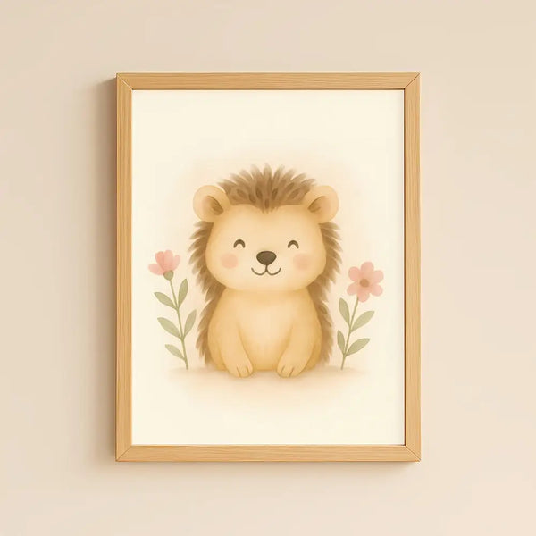 Hedgehog Nursery Wall Art Print | Woodland Animal Watercolour | Digital Download