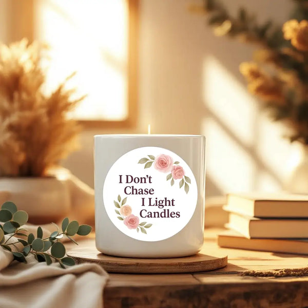 “I Don’t Chase I Light Candles” (Floral Edition) Sticker Labels
