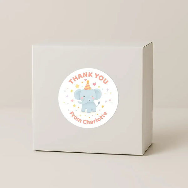 Jungle Animal Thank You Stickers – Monkey, Lion, Giraffe & Elephant | Personalised Party Favour Labels - Sticksy Prints Australia