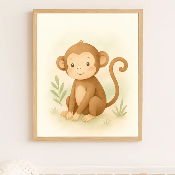 Jungle Animal Wall Art Set Lion Elephant Giraffe Monkey PDF Printable Download