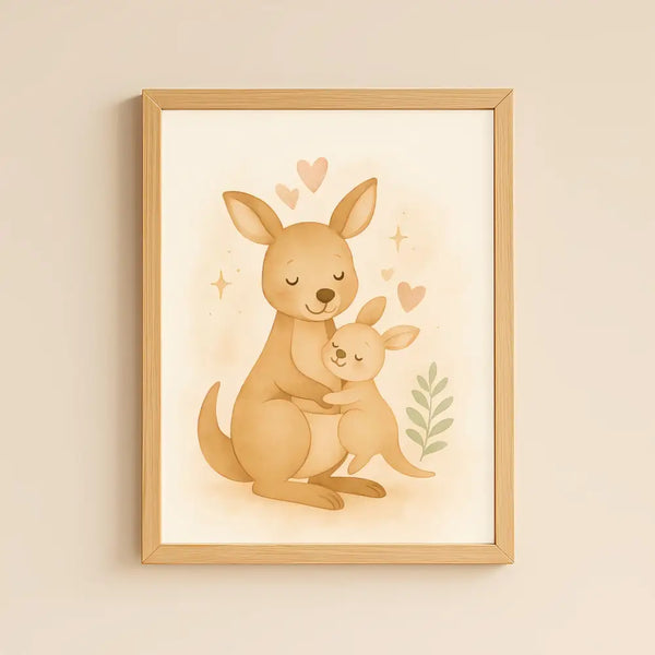 Kangaroo Nursery Wall Art Print – Australian Animal Watercolour (Digital Download)