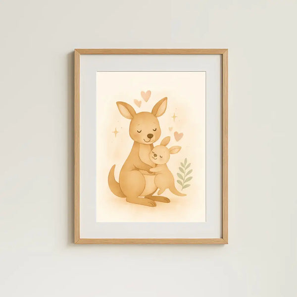 Kangaroo Nursery Wall Art Print – Australian Animal Watercolour (Digital Download)