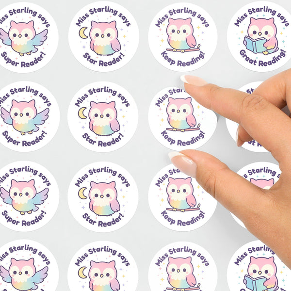 Kawaii Owl Reading Reward Stickers | Personalised Teacher Literacy Stickers