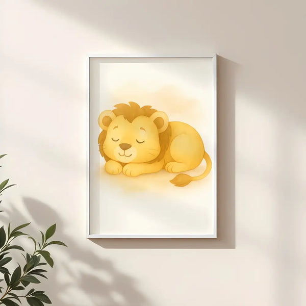 Lion Nursery Wall Art Print – Safari Animal Watercolour (Digital Download)