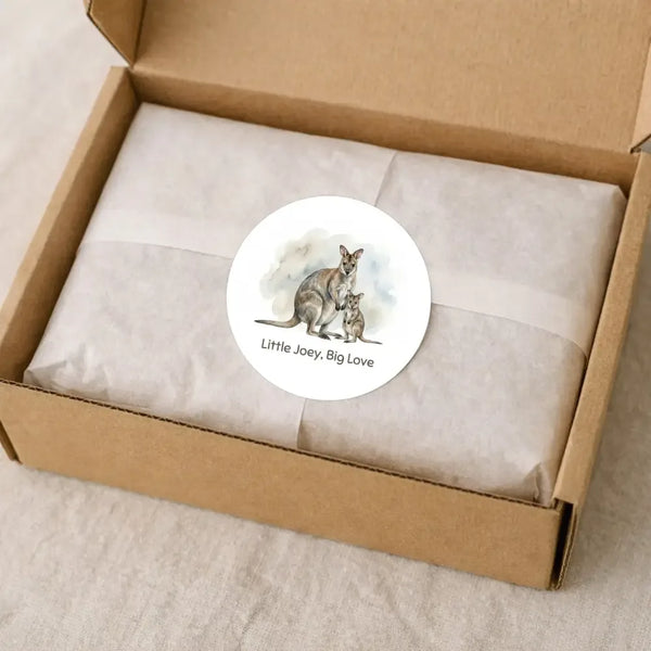 Little Joey, Big Love Wallaby Sticker – Tasmanian Mother & Joey Wildlife - Sticksy Prints Australia
