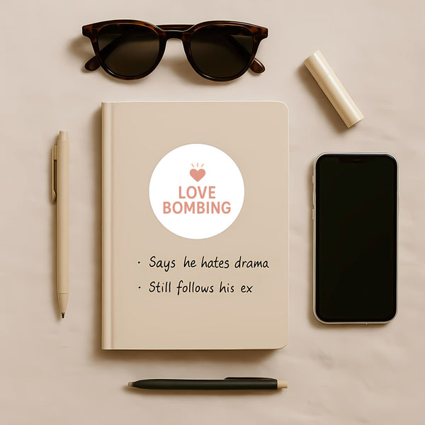 Love Bombing Sticker – Funny Dating Sticker for Journals Planners & Self-Reflection