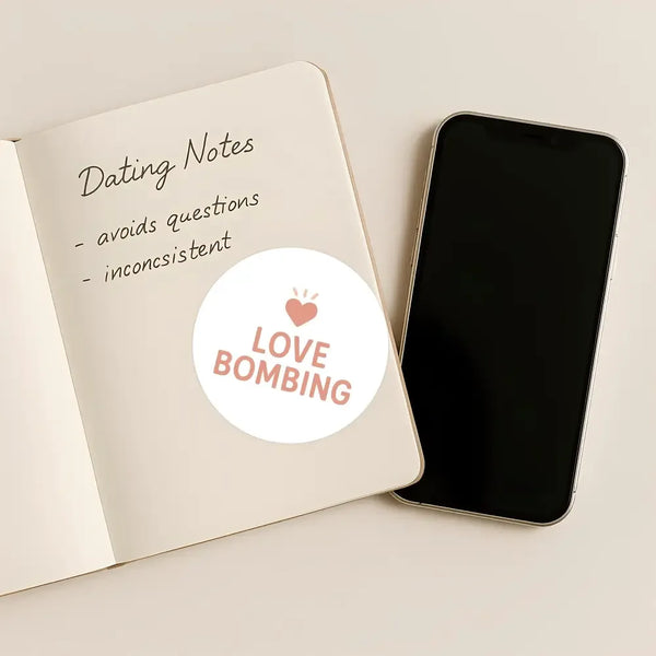 Love Bombing Sticker – Funny Dating Sticker for Journals, Planners & Self-Reflection - Sticksy Prints Australia