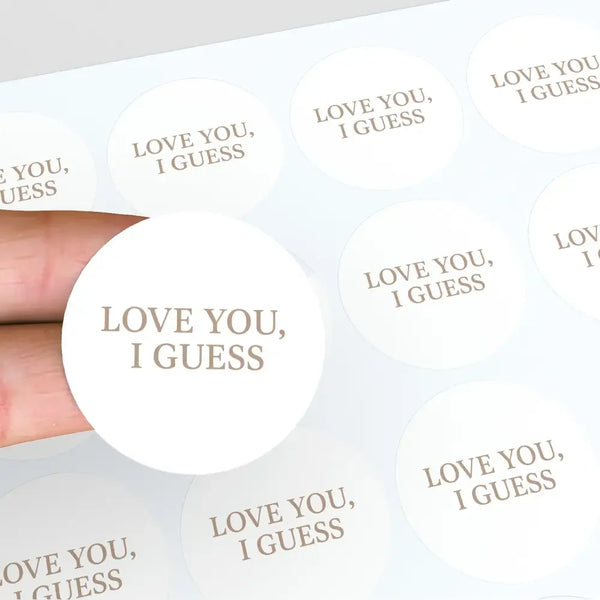 Love You, I Guess Stickers – Funny Minimalist Valentine’s Day Stickers - Sticksy Prints Australia