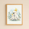 Mama & Baby Cockatoo Nursery Print – Australian Animal Wall Art Neutral Baby Room Decor Watercolour Cockatoo Artwork