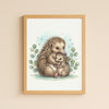 Mama & Baby Echidna Nursery Print – Australian Wildlife Watercolour Wall Art (Digital Download)