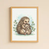 Mama & Baby Echidna Nursery Print – Australian Wildlife Watercolour Wall Art (Digital Download)