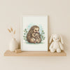 Mama & Baby Echidna Nursery Print – Australian Wildlife Watercolour Wall Art (Digital Download)